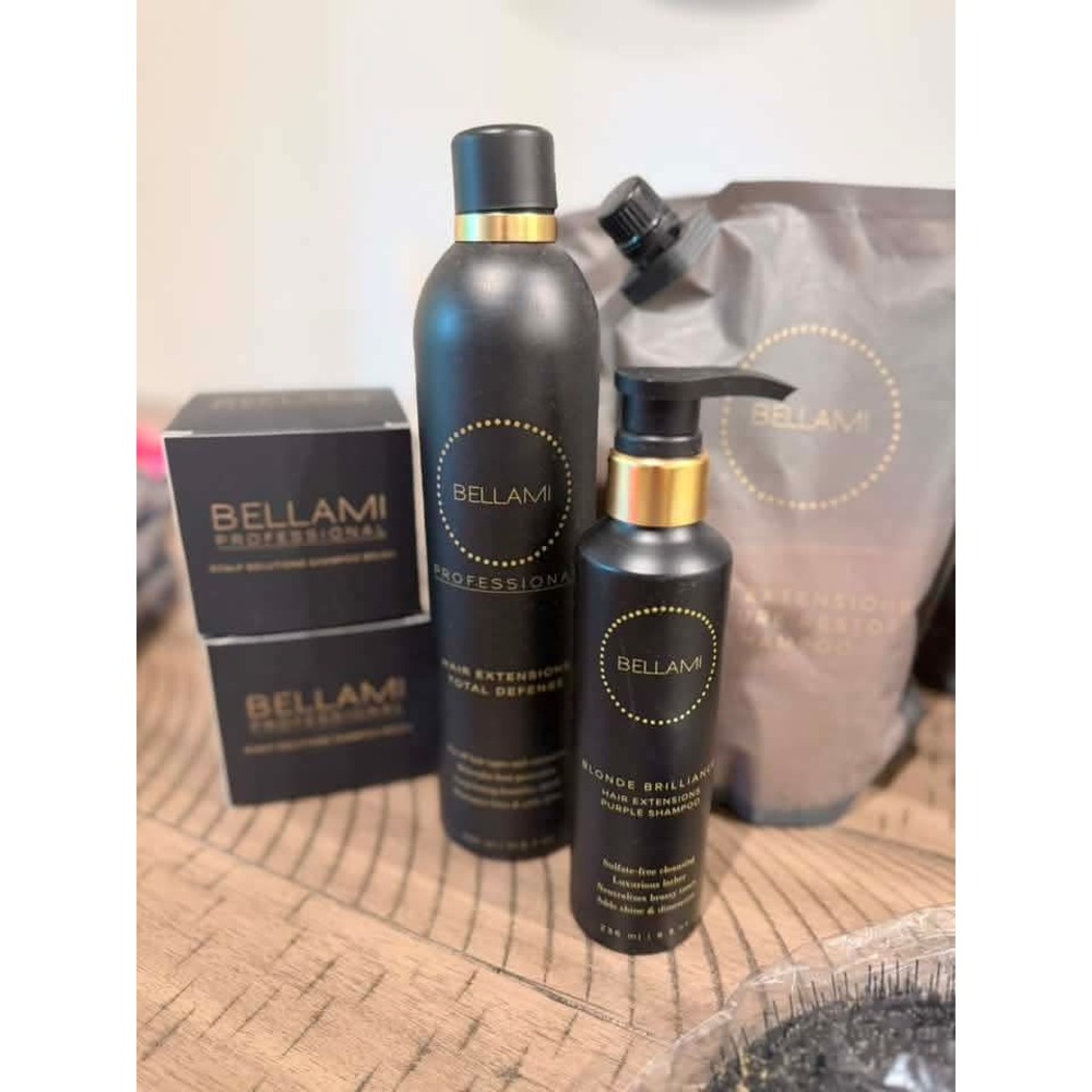 Bellami Professional Hair Extension Care Set Womens OS Black Gold Purple Shampoo